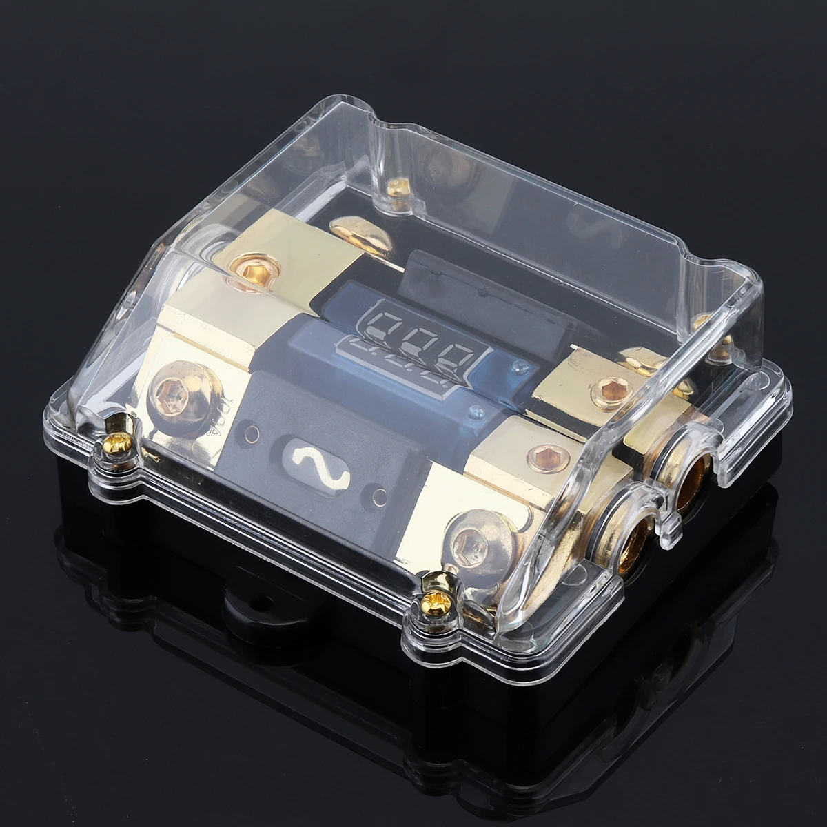 

12V 100A 1 IN 2 Way Copper Plated Car Stereo Audio Power Fuse Holder with High-Definition Display for Car Boat and Other Vehicle