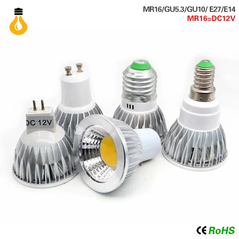 COB Светодиодный прожектор 9 Вт 12 15 светодиодные фонари E27 E14 GU10 GU5.3 220 V MR16 Cob