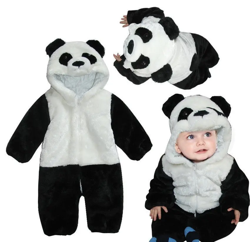 Winter Baby Kids Girls Boys Toddler Cartoon Panda Animal Long Sleeve Jumpsuit Hoodie Romper Outfit One-Piece Cute Costume | Детская