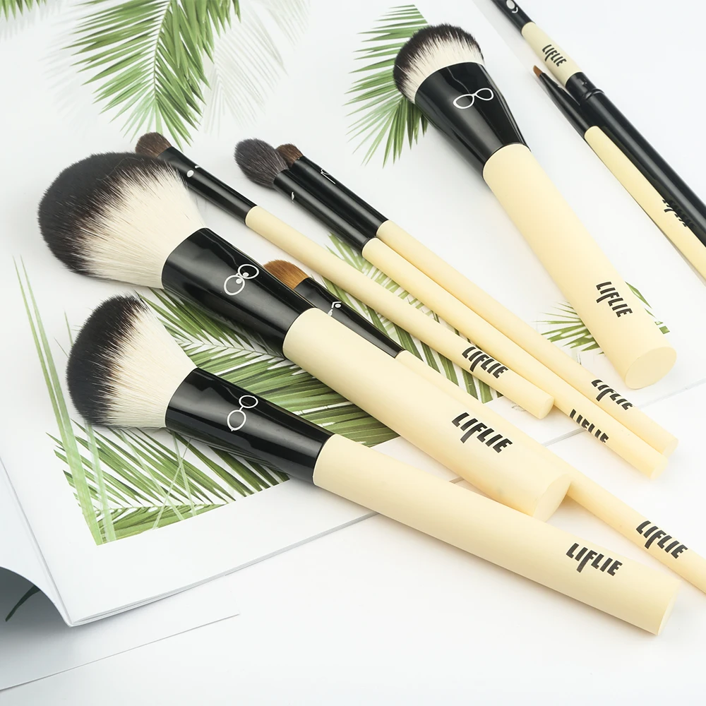 Кисти для макияжа 9 шт. набор кистей Премиум синтетические щетки волос Имитация