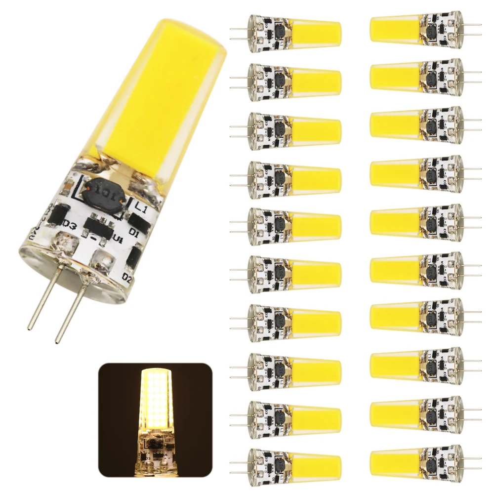 20 шт. Новый G4 COB светодиодный лампы ACDC 12V AC220V 5 Вт Светодиодный лампа с украшением в