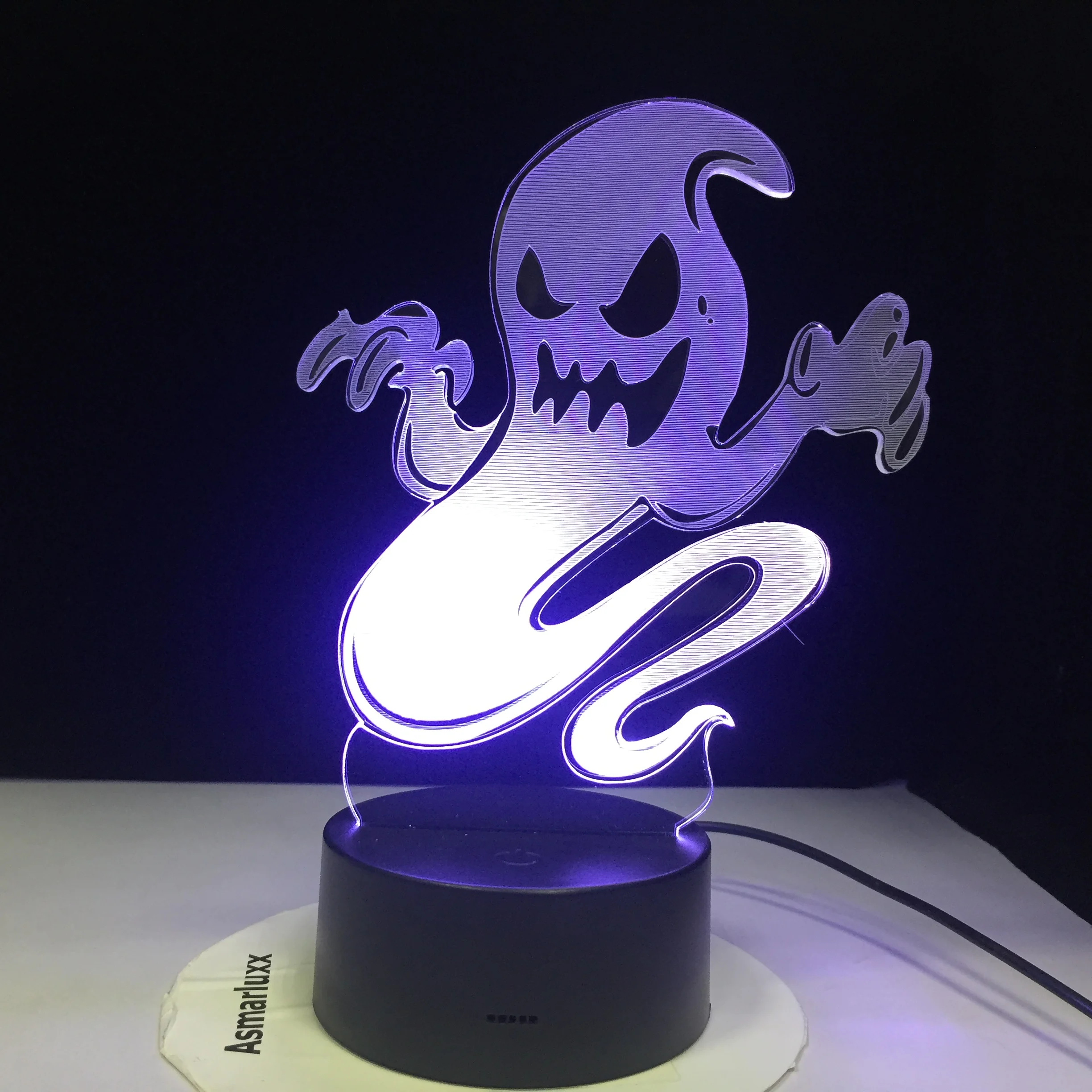 Ghost Smoke 3D LED ночник меняющая лампа Хэллоуин Череп свет акриловая Голограмма