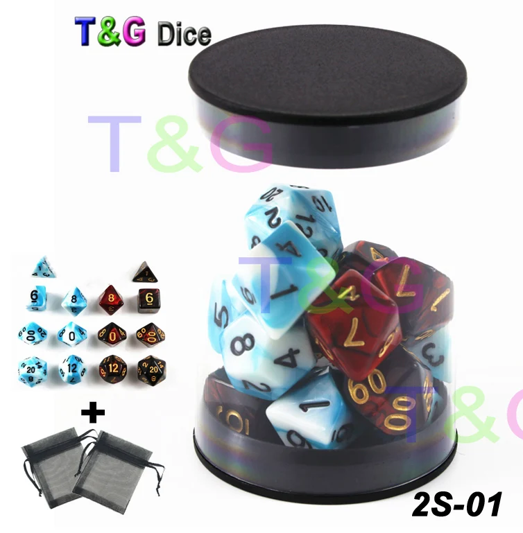T & G 2 набора близнецов цвет Dados игральные кости DND набор плюс две бесплатные черные