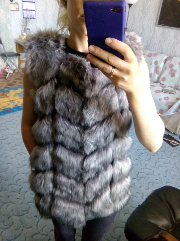 S-4XL Женщина Меховой Жилет Зима Теплая Искусственного Лиса меховой Жилет Женщины Высокого Класса Cappa Мода О-Образным Вырезом Длинный Мех Пальто кардиган