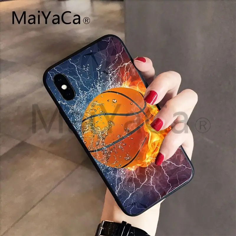 MaiYaCa Баскетбол черный ТПУ мягкий резиновый чехол для телефона чехол для iphone 7 7plus X 8 8plus и 5 5S 6s 6s Plus Чехол для мобильного телефона