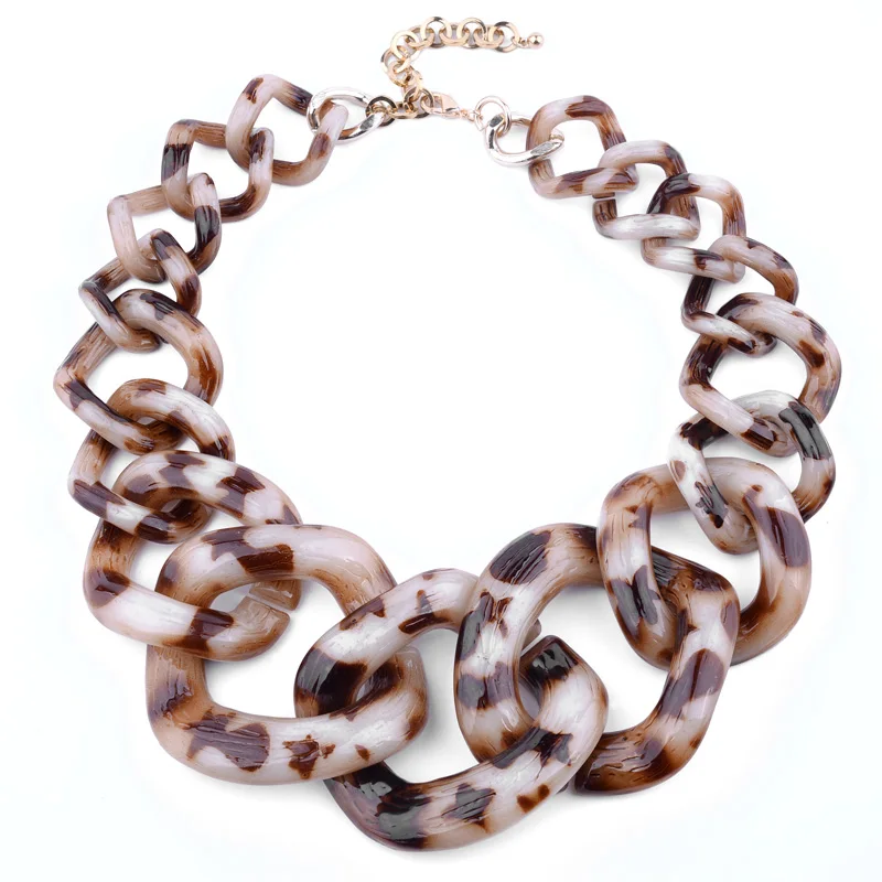 

Ожерелье-цепочка NK1026 женское, модное Ювелирное Украшение с крупным квадратным леопардовым принтом из смолы