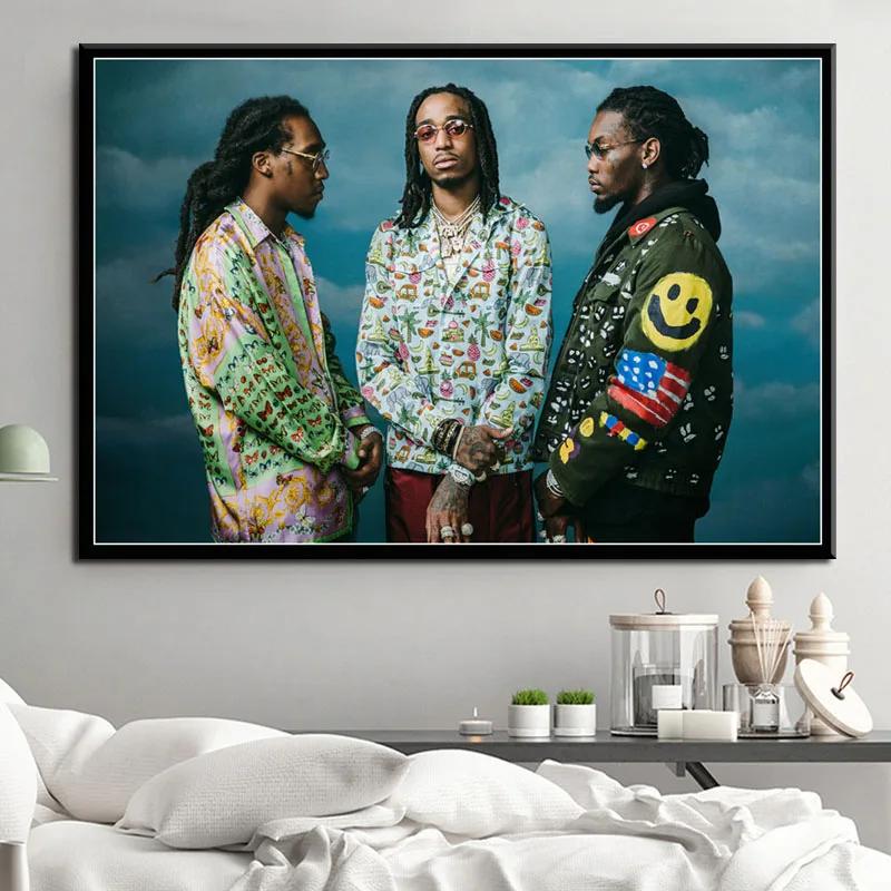 P623 Migos Trap Rap Music Star Hip Hop Rapper Art Painting Silk Canvas Poster Wall Home Decor | Дом и сад