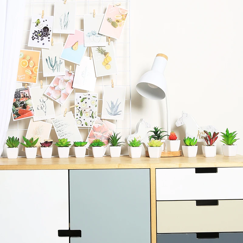 Erxiaobao 14 шт./компл. Искусственные суккуленты мини бонсай горшечные растения с
