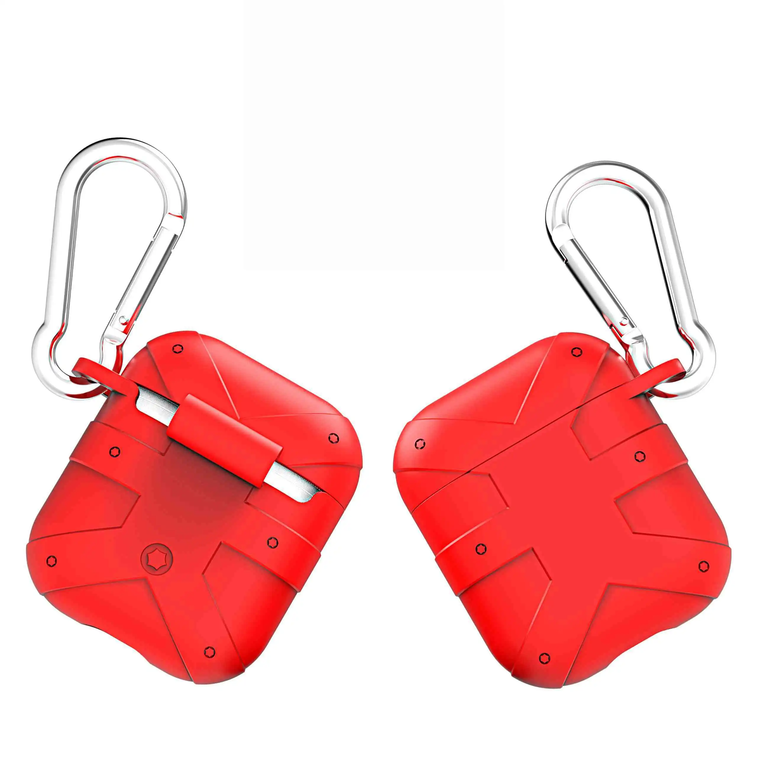 Для AirPods чехол роскошный спортивный противоударный чехол беспроводной Bluetooth чехол для гарнитуры силиконовый чехол для наушников для Air Pods зарядная коробка - Цвет: Красный
