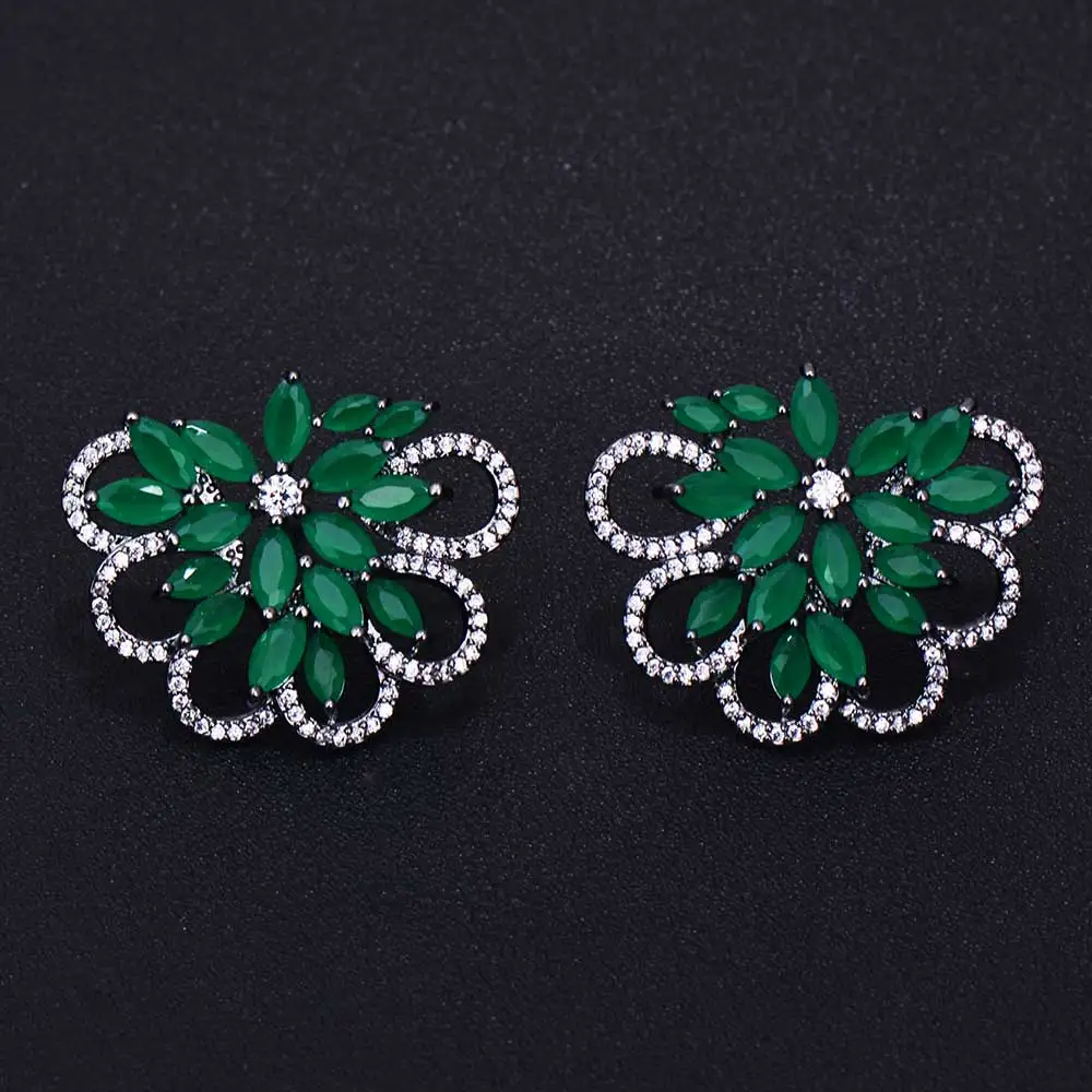 Женские серьги с фианитом 3 5 см х 2 см|jewelry silver earrings|silver earringsbrand earrings |