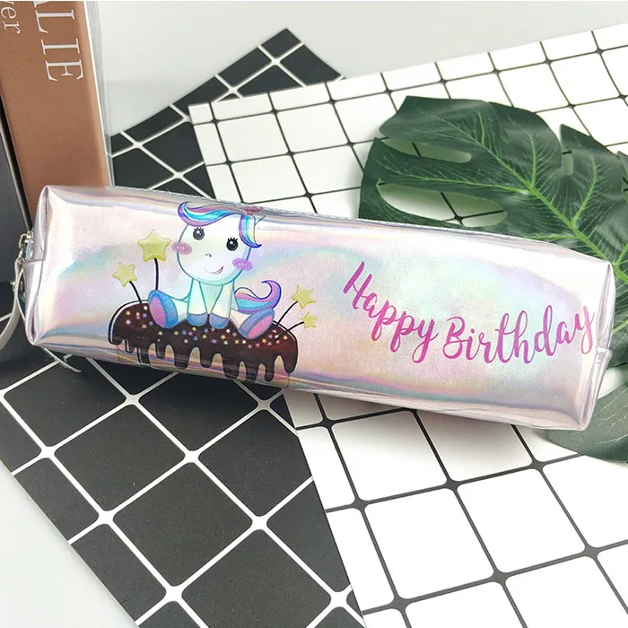 Cake Unicorn Милый чехол-карандаш с лазерным единорогом для девочек, Kawaii, школьная сумка для ручек, коробка для канцелярских принадлежностей, сумка для хранения, офисные школьные принадлежности, escolar - Цвет: Cake Unicorn