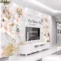 beibehang custom embossed magnolia flower wallpapers for living room rich soft soft pack tv background 3d wall papers home decor