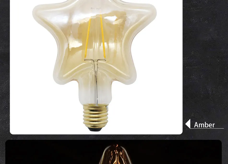 Звезда Форма Edison светодиодная лампа с нитью Led светильник лампочка 220V E27 4 Вт Ретро Винтаж Edison светодиодная лампа Внутреннее освещение для украшения дома