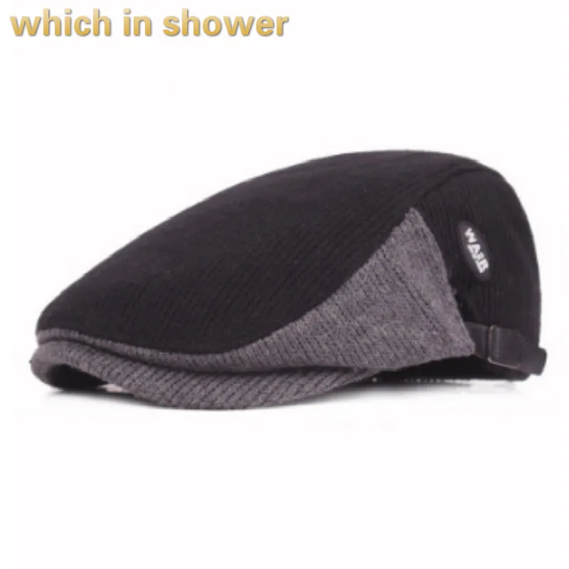 What in shower Лоскутная вязаная плоская кепка для женщин и мужчин осенне зимний берет