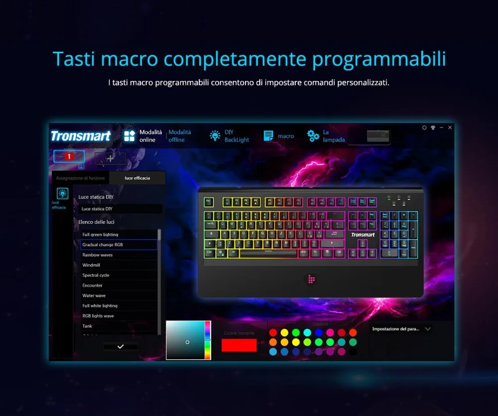 [Его запас] Механическая игровая клавиатура Tronsmart TK09R RGB с RGB подсветкой, макро, синие переключатели для геймеров-Испанская версия