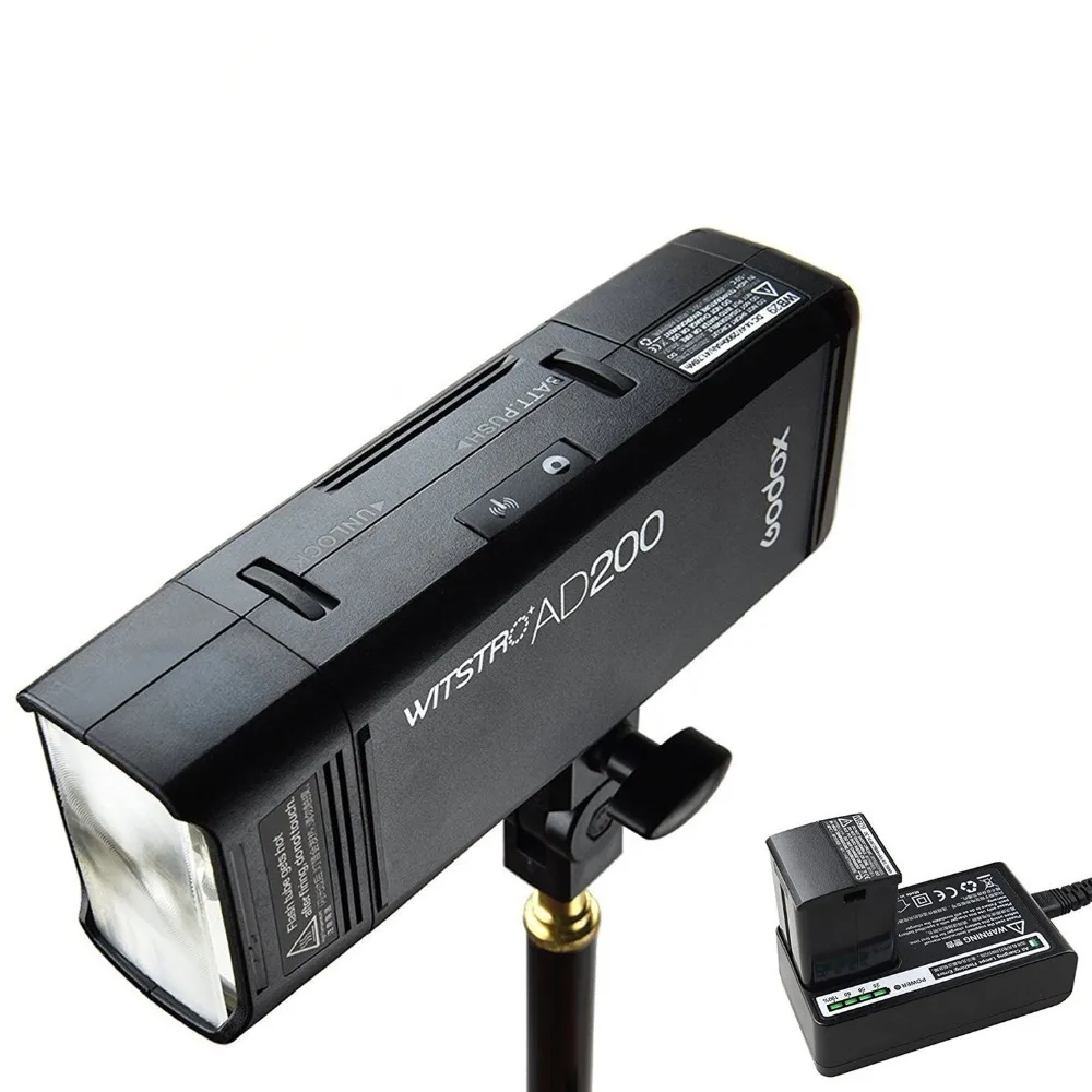 Беспроводная вспышка Godox AD200 200Ws, 2,4 ГГц, TTL, стробоскоп 1/8000 HSS, монолайт с крышкой, 500 патронов полной мощности и переработка в течение 0,01-2,1 сек