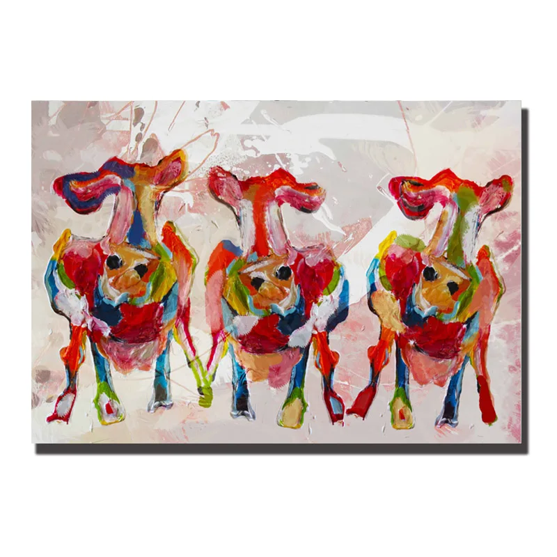 Happy colors Cow pr Акварельная синяя корова, Настенная живопись на холсте для гостиной, печать плаката, современные изображения животных, декоративные картины - Цвет: Happy colors Cow pr