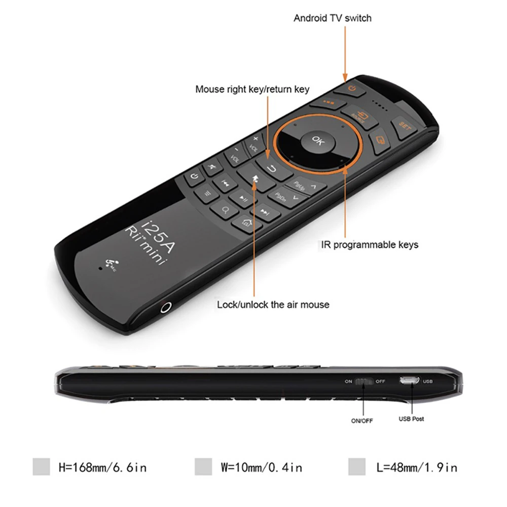Rii I25A I25 2 4G Беспроводной русского языка мини клавиатура Air Mouse ИК удлинитель для
