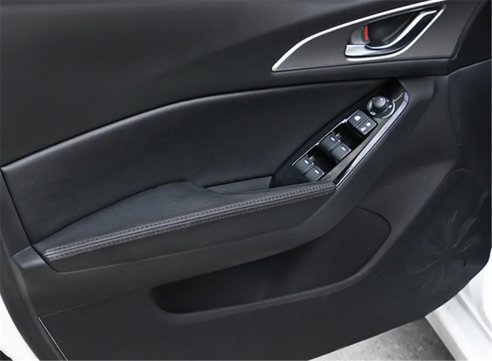 Мягкая кожаная накладка на подлокотник для двери автомобиля для Mazda Axela, накладка на подлокотник для межкомнатной двери для Mazda 3 Axela