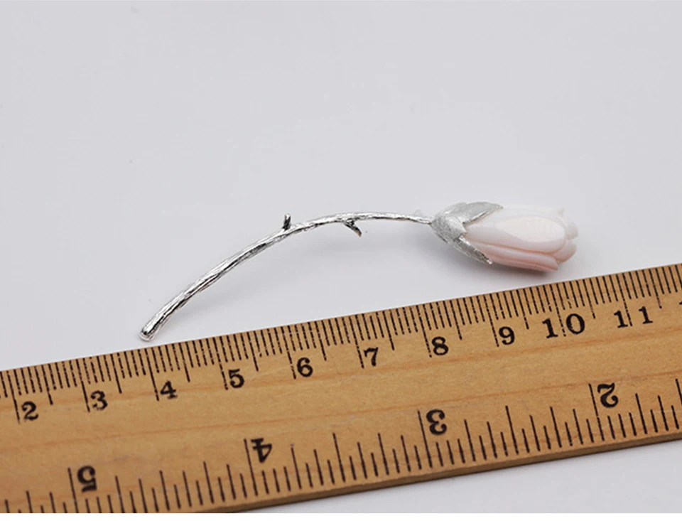 Lotus Fun Moment Real 925 Sterling Silver Natural Shell Handmade Fashion Jewelry Elegant Magnolia Flower Brooches Pin Broche