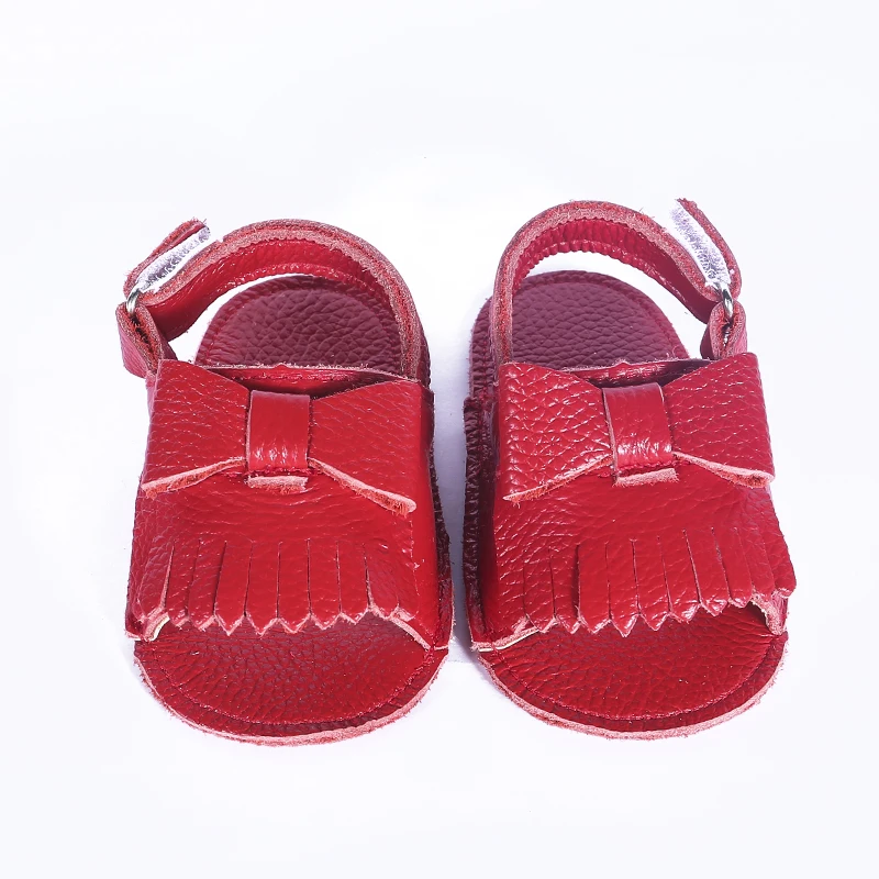 Сандалии детские из воловьей кожи с бантом вырезами |