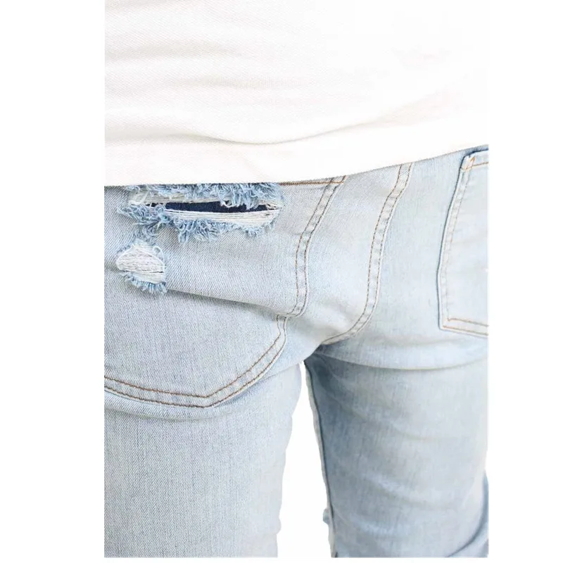 Брендовые мужские джинсы с большими дырками Мода 2017 новинка весенние потертые