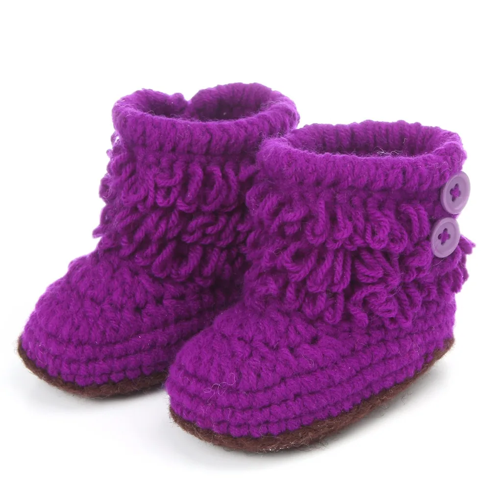 Puseky кроше вязаный флисовый Детская шерстяная обувь детские теплые ботинки