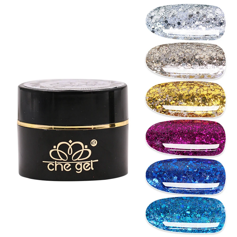 CHE Gel Мода блестками Полупостоянный UV светодио дный гель Полировочный для ногтей