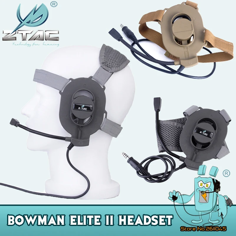 

Z-Tac Tactical Heeadphones Hunting Shooting Sniper Bowman Elite II Softair Tactical Headset Boom Mic Airsoft Paitball Z027