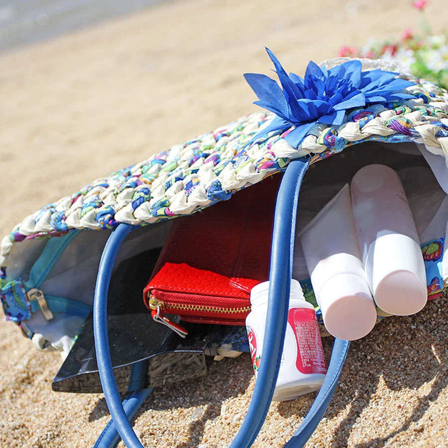 MLITDIS Summer one shoulder bag handbag hand-made woven grass green large capacity beach seaside holiday | Багаж и сумки