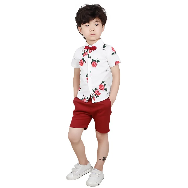Летний костюм для мальчиков рубашка и шорты школы комплект спортивной одежды из 2