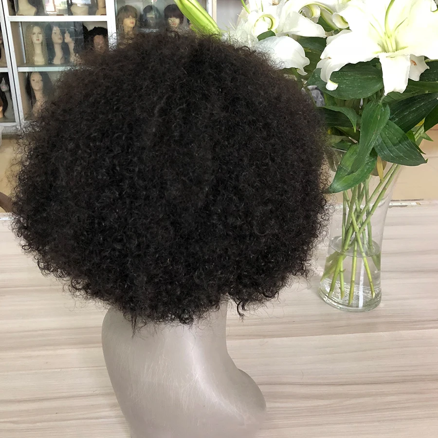 Афро кудрявый вьющийся парик естественный вид черный 130% плотность бразильский