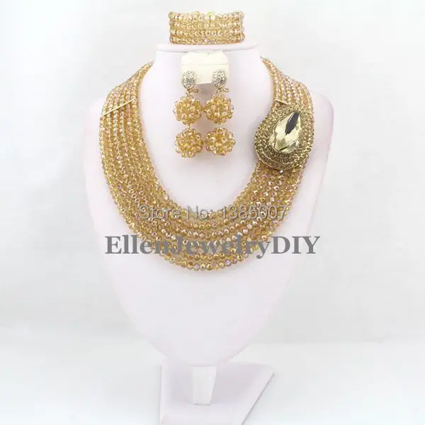 6 рядов Африканские свадебные бусы ювелирный набор кристалл африканские