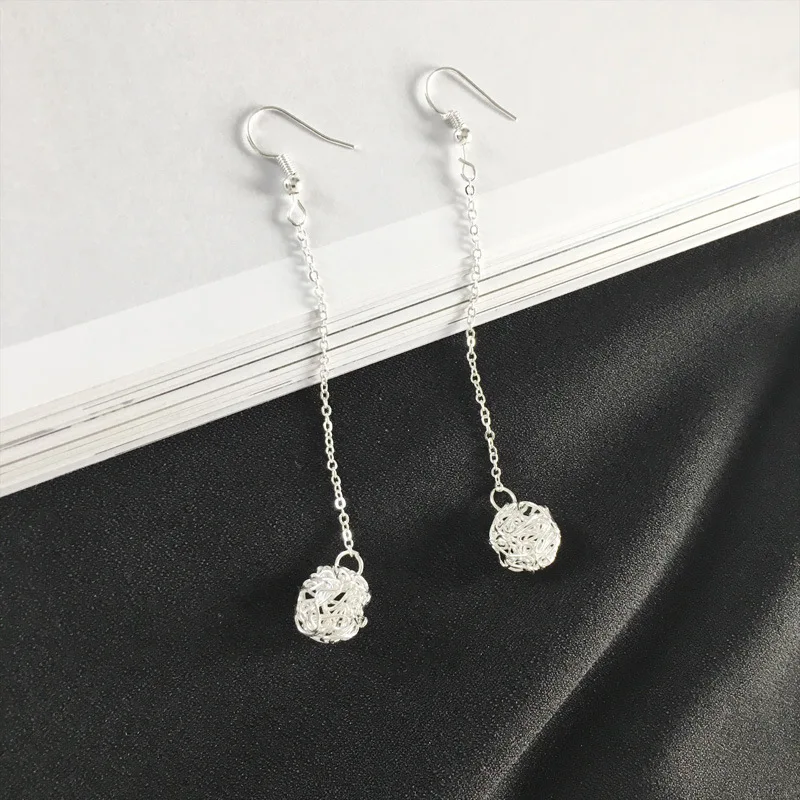 Горячая полый шар серьги гвоздики в ретро стиле плетеные Сфера длинные для