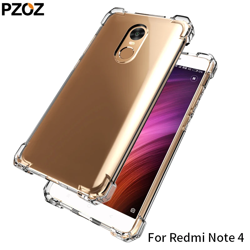 Чехол PZOZ для redmi note 4 силиконовый роскошный ударопрочный чехол xiaomi прозрачная