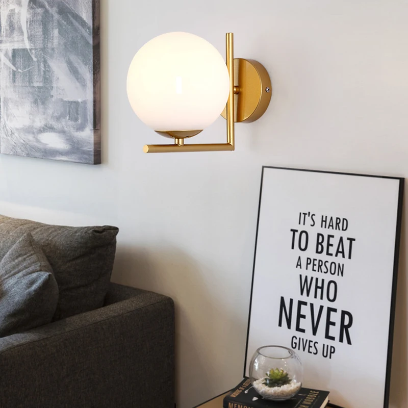 

Northern Gold/Black Wall Lamps Modern Wall Mounted Luminaire Iron+Glass Wall Sconce For Bedside Light Bedroom Lighting fixtures