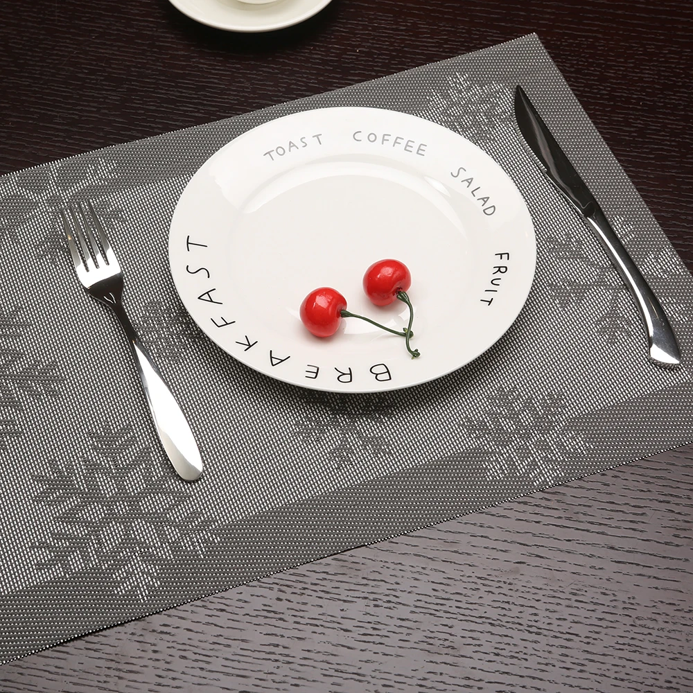 

2pcs Gray Snowflake Table Placemat PVC Rectangle Mat Heat Insulation Tableware Drawer Kitchen Dinning Bowl Dish Pad Table Mats