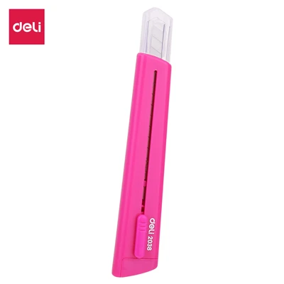 DELI E2038 Cutter Auto Lock Cutter Wood Box Paper Cutter Metal Stationery Utility Craft Knife Cutter Cutting Knife - Color: Red