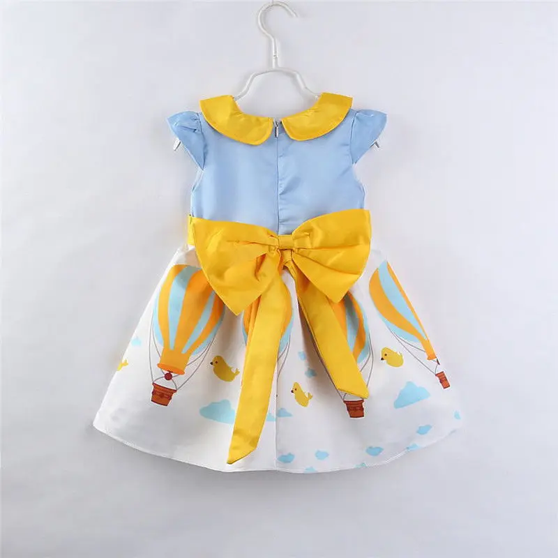 2018 Baby Girls Princess Dress Kids Yellow Collar Party Wedding Pageant Tulle Tutu Blue fire balloon Summer Cute Dresses | Детская