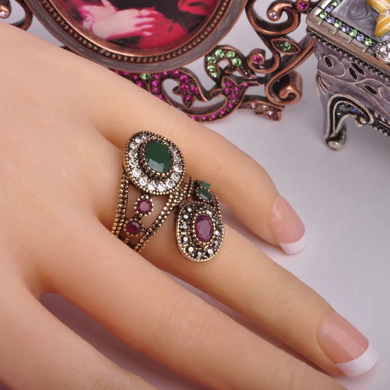 

Day 365 New Arrival Exquisite Vintage Rings Turkish Jewelry Antique Gold color Spiral Charming Design Finger Ring Aneis Anel