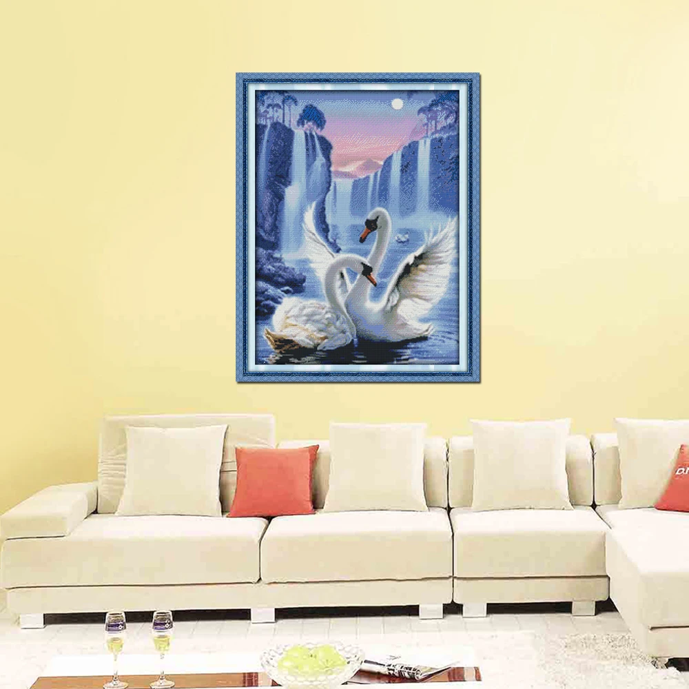 Joy Sunday Love of Swan Discount Cross Stitch Kits Stamped or Counted Pattern Needlework Embroidery Wall Home Decor | Дом и сад
