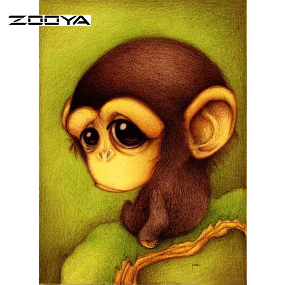 ZOOYA DIY Алмазная картина обезьяна Рукоделие 5D алмазная вышивка круглый кристалл