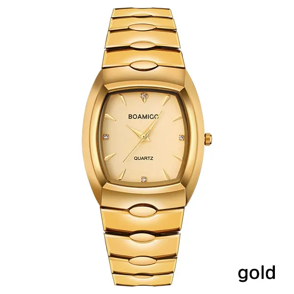 gold no box Boamigo Мужские часы Роскошные модные кварцевые часы золотые из нержавеющей стали портативные деловые наручные часы Мужские часы relogio masculino - Цвет: gold no box