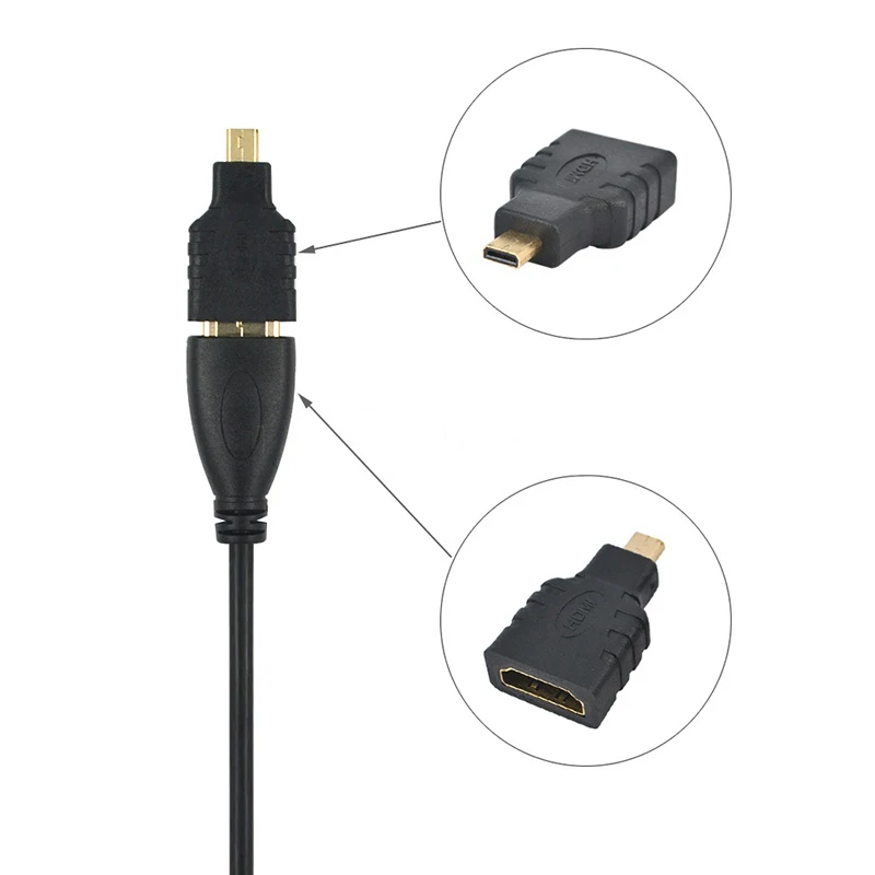 Высокоскоростной микро HDMI Мужской к HDMI Женский адаптер конвертер кабель HD 3D 1080P позолоченный HDMI V1.4 разъем для HDTV xbox PS3