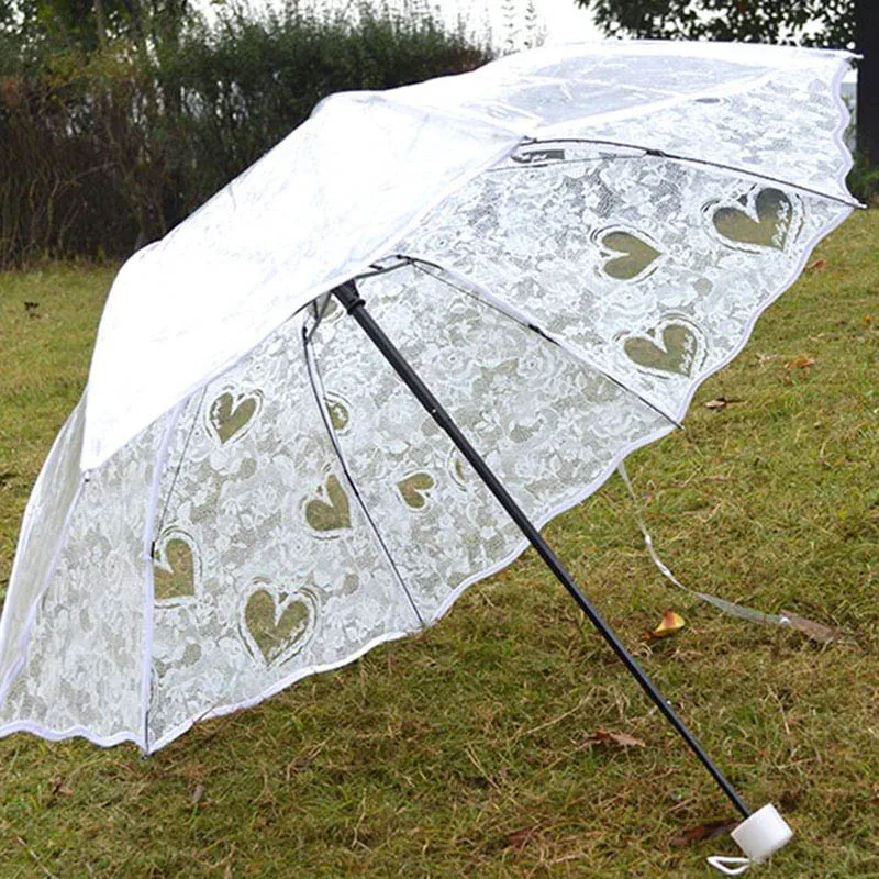 Женские спортивные зонты белый прозрачный складной водонепроницаемый