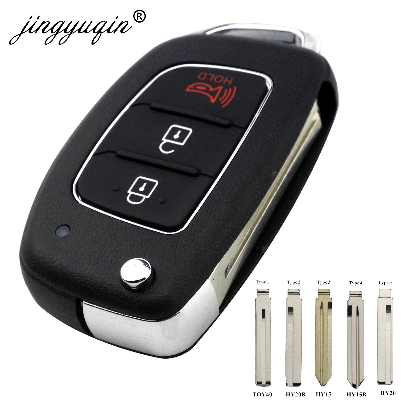 jingyuqin 10pcs 3 Button Remote Car Key Case For Hyundai HB20 IX35 I45 SANTA FE Accent I40 I20 HY15/HY20/TOY40 Blade Fob shell