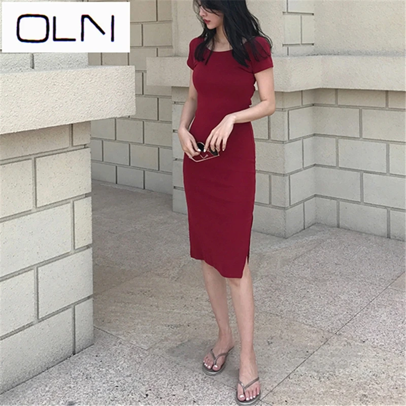 Dress OLN Vestidos Korean new chic wind small sexy cross open back long slimming temperament dress | Женская одежда