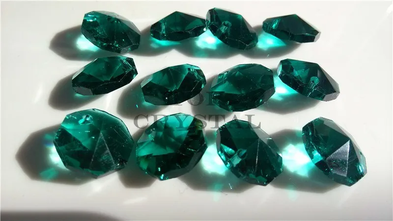 

100Pcs 14MM Emerald Crystal Glass Octagon Beads chandelier crystals