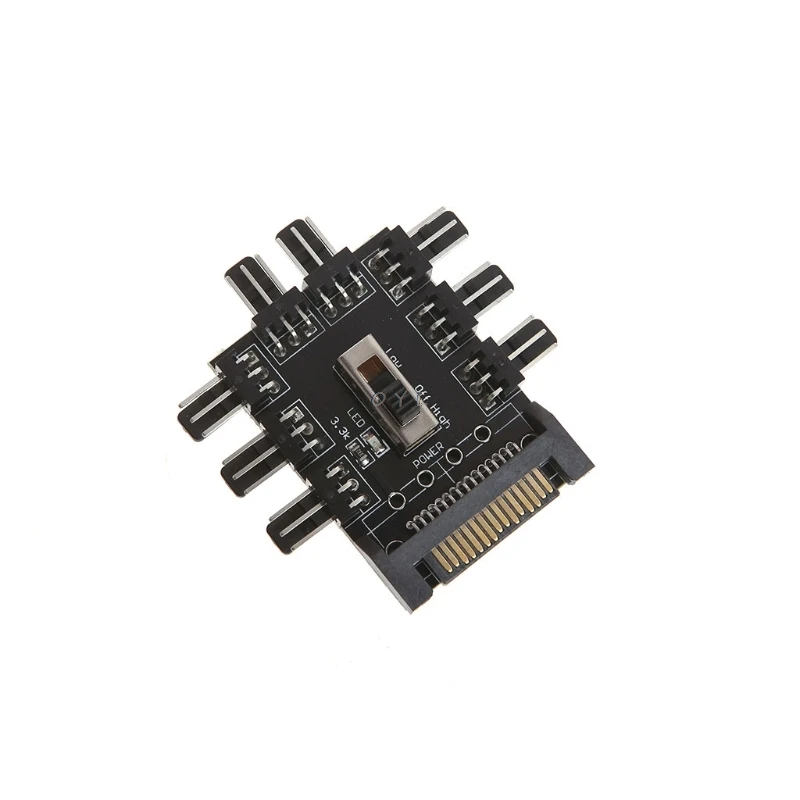Компьютер SATA 1 8 Way сплиттер Вентилятор охлаждения концентратор 3 Pin 12V адаптер