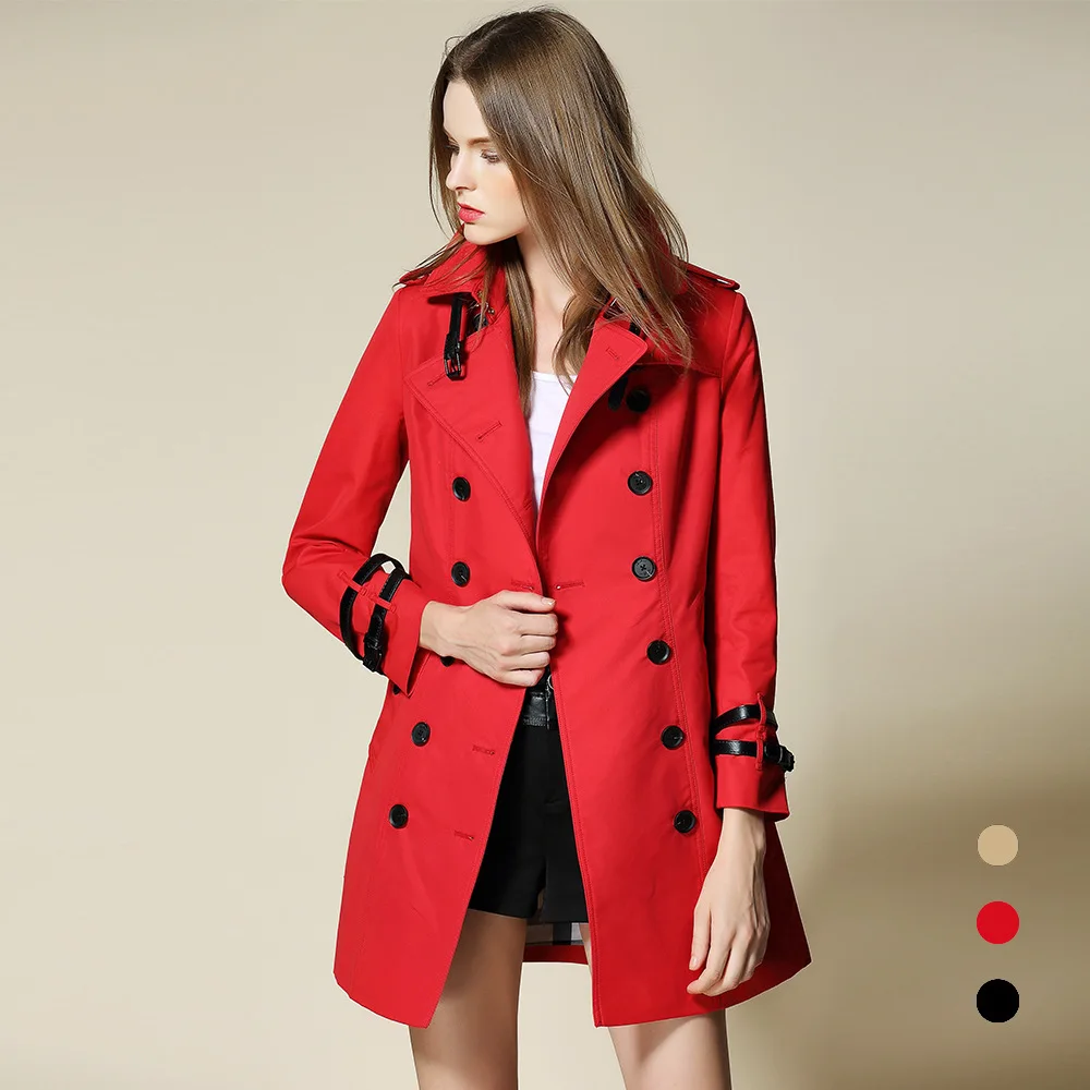 Женский весенний тренчкот с кожаной пряжкой водонепроницаемая ветровка средней